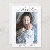 Faire-part Hello Baby Simple Script Photo Naissance (Devant)