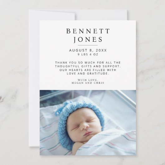 Faire-part Hello Baby Simple Script Photo Naissance (Dos)