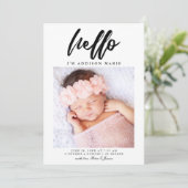 Faire-part Hello Elegant Script Photo Naissance (Debout devant)