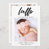Faire-part Hello Elegant Script Photo Naissance (Devant / Derrière)