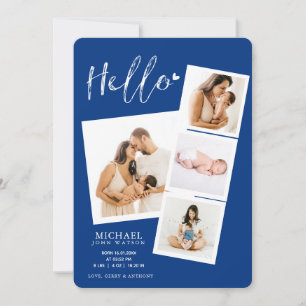 Faire-part Hello Film Strip Photo Collage Bébé Garçon Naissan