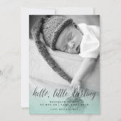 Faire-part Hello Little Darling Aqua Blue Photo Boy Naissance (Devant)