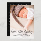 Faire-part Hello Little Darling Minimalist Photo Design Naiss (Devant / Derrière)