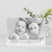 Faire-part Hello Little Darlings Modern Twins Photo Naissance (Debout devant)