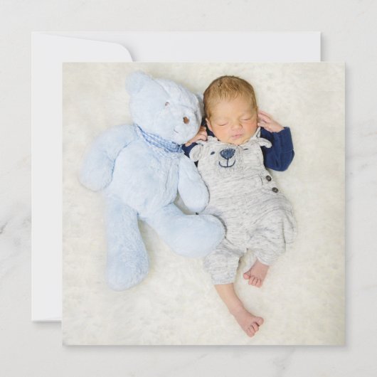 Faire-part Hello Little One 2 Nom photo Blue Baby Boy (Dos)