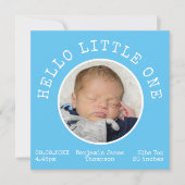 Faire-part Hello Little One 2 Nom photo Blue Baby Boy (Devant)