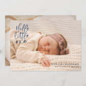 Faire-part Hello Little One 2 Photos de bébé Collage Statisti (Devant / Derrière)