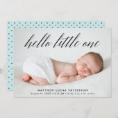 Faire-part Hello Little One Blue Photo Birth (Devant / Derrière)