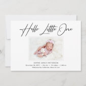 Faire-part Hello Little One Elegant Script Photo Naissance (Devant)