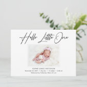 Faire-part Hello Little One Elegant Script Photo Naissance (Debout devant)