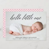 Faire-part Hello Little One Photo Birth (Devant / Derrière)