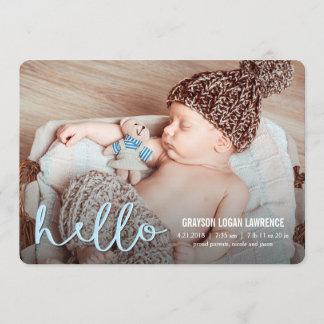 Faire-part HELLO Modern Birth Annonces BLUE