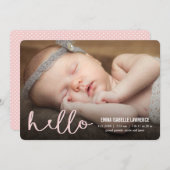 Faire-part HELLO Modern Birth Annonces PINK (Devant / Derrière)