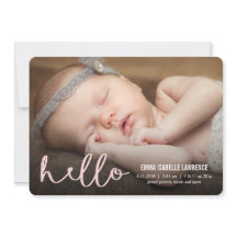 HELLO Modern Birth Annonces PINK