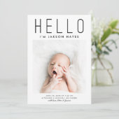 Faire-part HELLO Simple Photo Moderne Naissance (Debout devant)