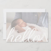 Faire-part Hello White Script moderne superposition photo béb (Devant)