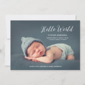 Faire-part Hello World Overlay avec décoration florale bébé n (Devant)
