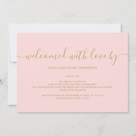 Faire-part Hello World Photo Élégant Script Fille Naissance (Dos)