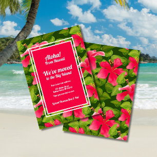 Faire-part Hibiscus Hawaïen Rose Tropical Aloha Nous Avons Dé