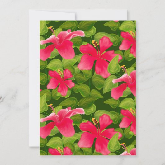 Faire-part Hibiscus hawaïen rose tropical Aloha Nous avons év (Dos)