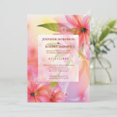 Faire-part Hibiscus rose Fleur Mariage Floral (Debout devant)