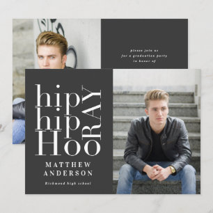 Faire-part Hip hip hourra photo graduation fête multi photo