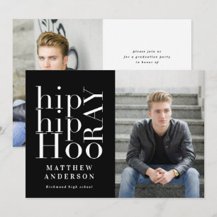 Faire-part Hip hip hourra photo graduation fête multi photo