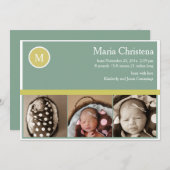 Faire-part Hip Sage Green Photo Nouveau-né (Devant / Derrière)