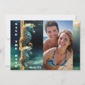 Faire-part Hippocampe nautique Ocean Photo Enregistrer la dat (Devant)