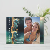 Faire-part Hippocampe nautique Ocean Photo Enregistrer la dat (Debout devant)