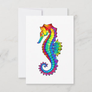 Faire-part Hippocampe polygonal arc-en-ciel