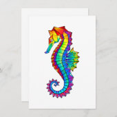 Faire-part Hippocampe polygonal arc-en-ciel (Devant / Derrière)