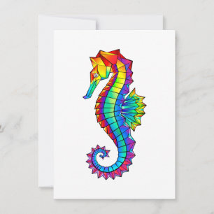 Faire-part Hippocampe polygonal arc-en-ciel
