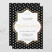 Faire-part Hiver blanc sur la fête de Noël noire et or (Devant / Derrière)