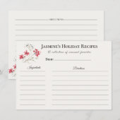 Faire-part Holiday Recipe Card – Personalized Winter Floral D (Devant / Derrière)