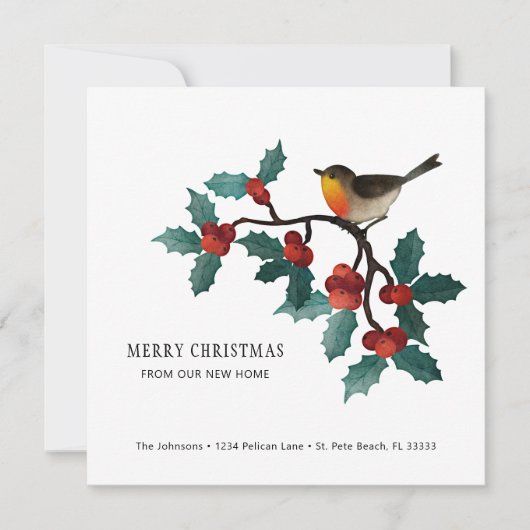Faire-part Holly Sprigs et Berries Christmas Moving Home (Devant)