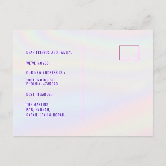 Faire-part Holographique moderne (Dos)