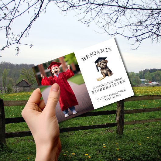 Faire-part Homeschool Kindergarten Graduation avec chiot