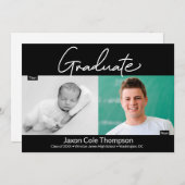 Faire-part Homme Diplômé puis et maintenant lycée photo de fi (Devant / Derrière)