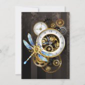 Faire-part Horloge à vapeur avec libellule mécanique (Devant)
