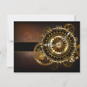 Faire-part Horloge Steampunk avec des engrenages anciens