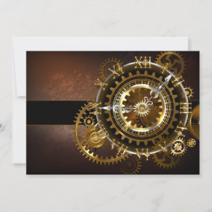 Faire-part Horloge Steampunk avec des engrenages anciens