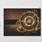 Faire-part Horloge Steampunk avec des engrenages anciens (Devant)