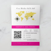 Faire-part Hot Pink Passport Style 21st Birthday Party (Intérieur)