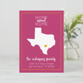 Faire-part Hot Rose & Jaune Maison Sweet Home - Texas Moving (Debout devant)
