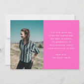 Faire-part hot rose simple grise école photo diplômé (Dos)