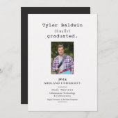 Faire-part Humour simple photo noir blanc (Devant / Derrière)