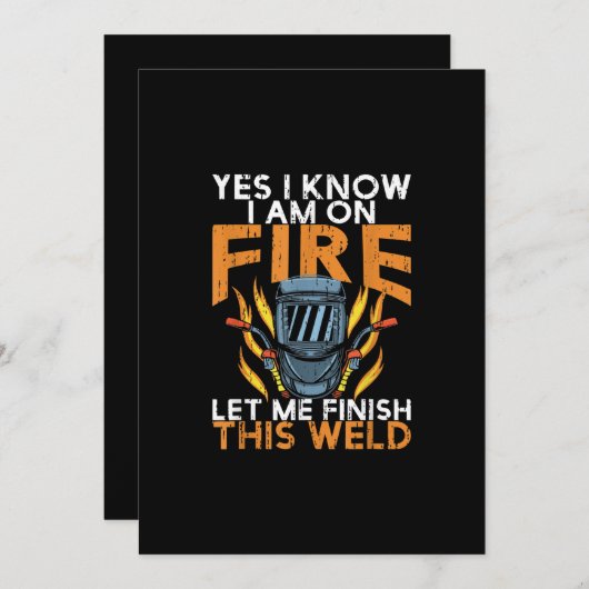 Faire-part I Know I Am On Fire - Funny Welder (Devant / Derrière)