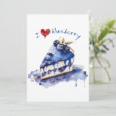 Faire-part I Love Blueberry TShirt, Blueberry Cake Aquarelle (Debout devant)
