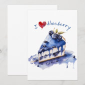 Faire-part I Love Blueberry TShirt, Blueberry Cake Aquarelle (Devant / Derrière)